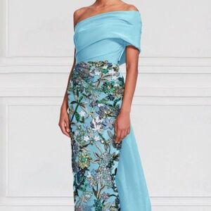 Beautiful Floral Embroidered Evening Gown
